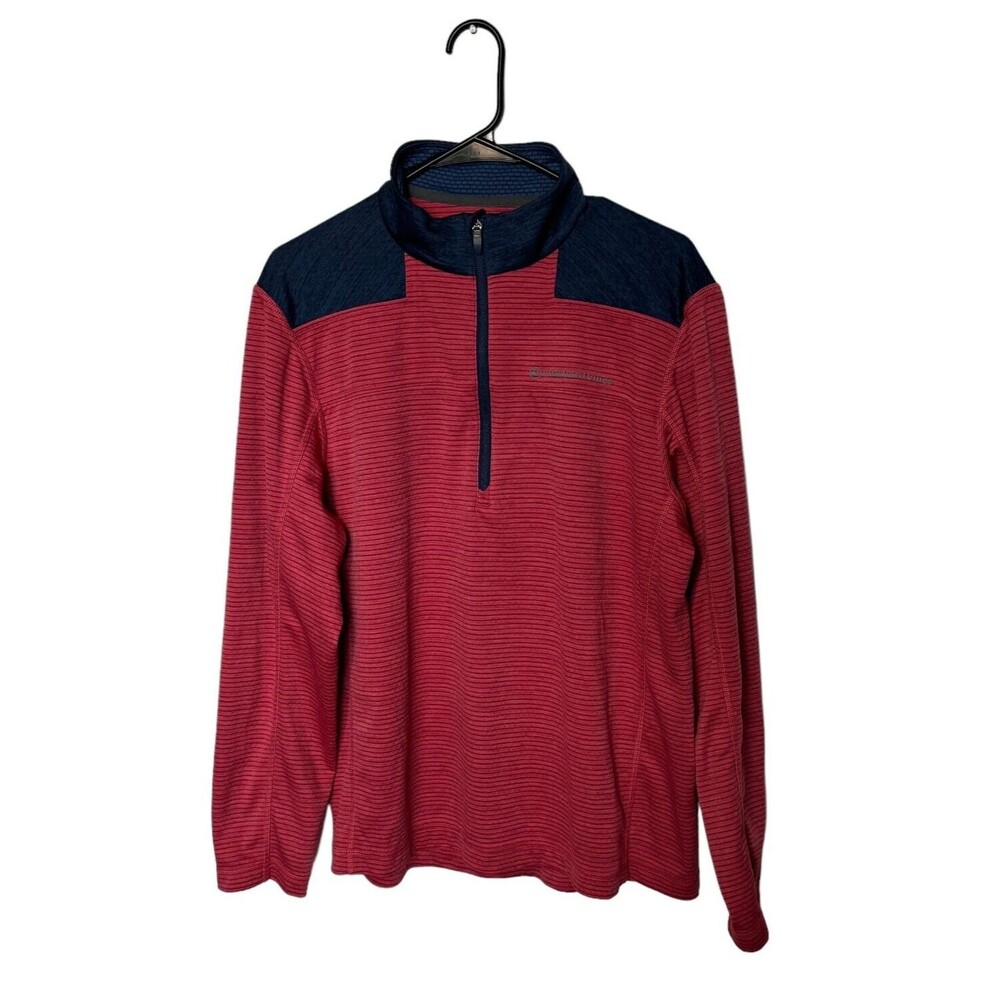 Vineyard Vines Performance 1/4 Zip Shirt Mens Large Red Blue Sankaty Golf Whale